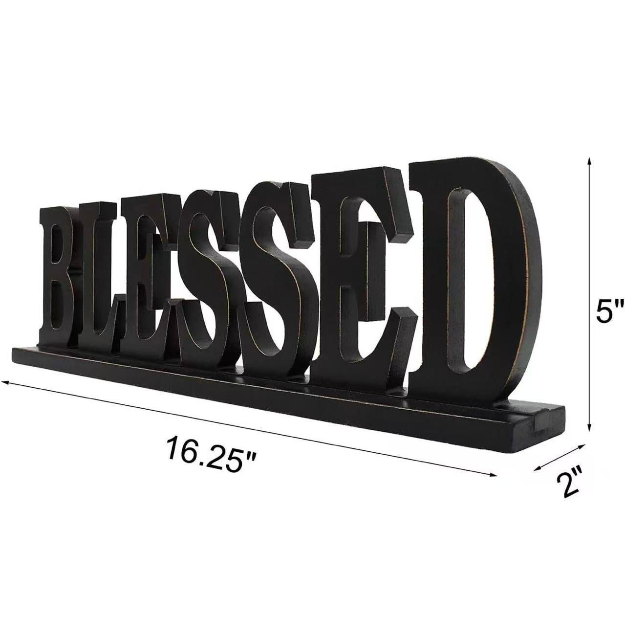 Wood Blessed Sign Home Decor Block Letter