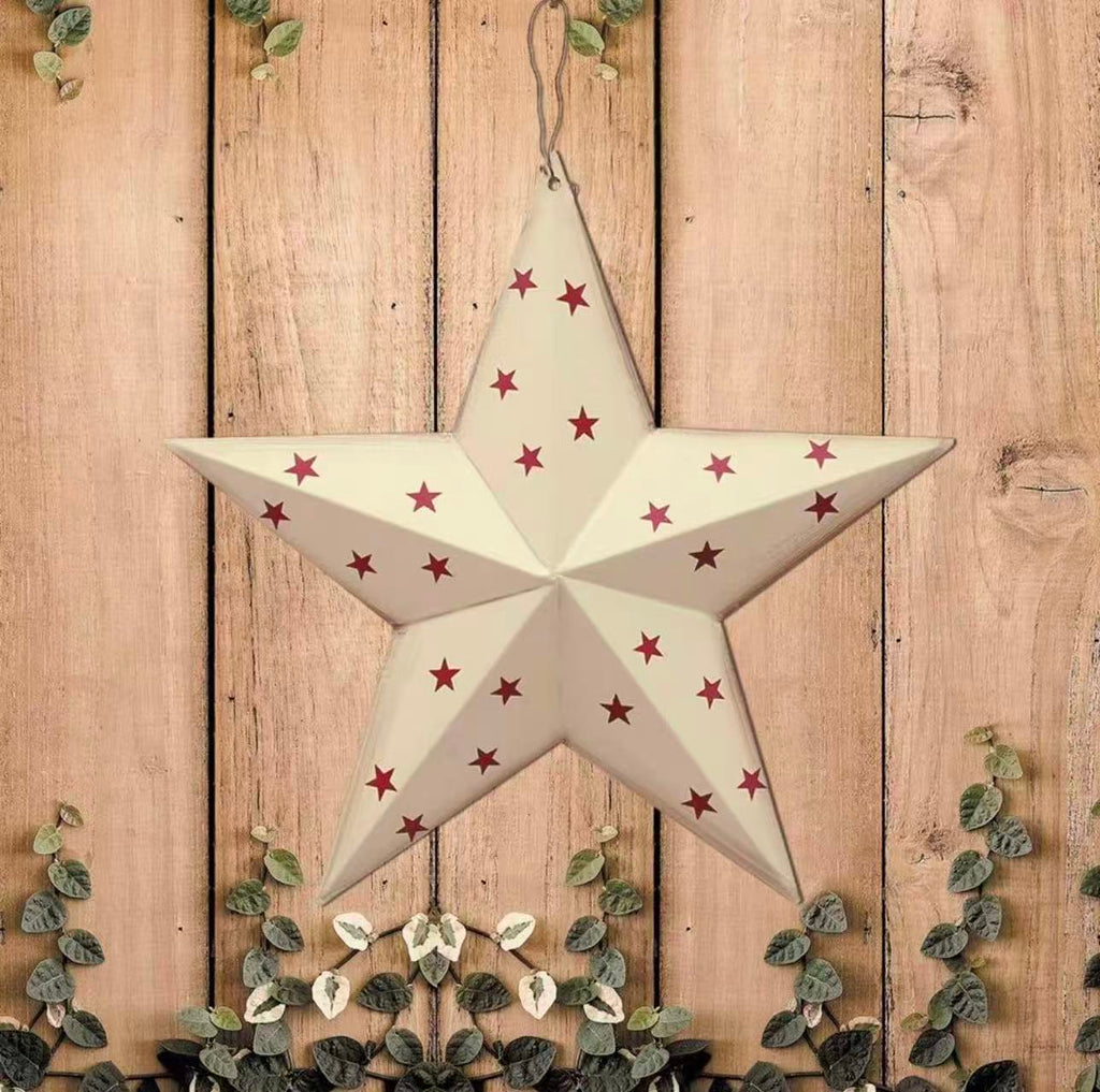 Set of 3 Patriotic Metal Barn Stars Wall Decor– American Flag Style (3 Pack)