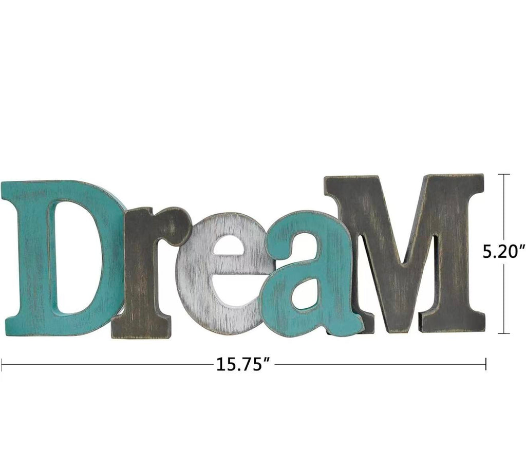 Rustic Wooden "Dream" Cutout Sign – Freestanding Home Decor