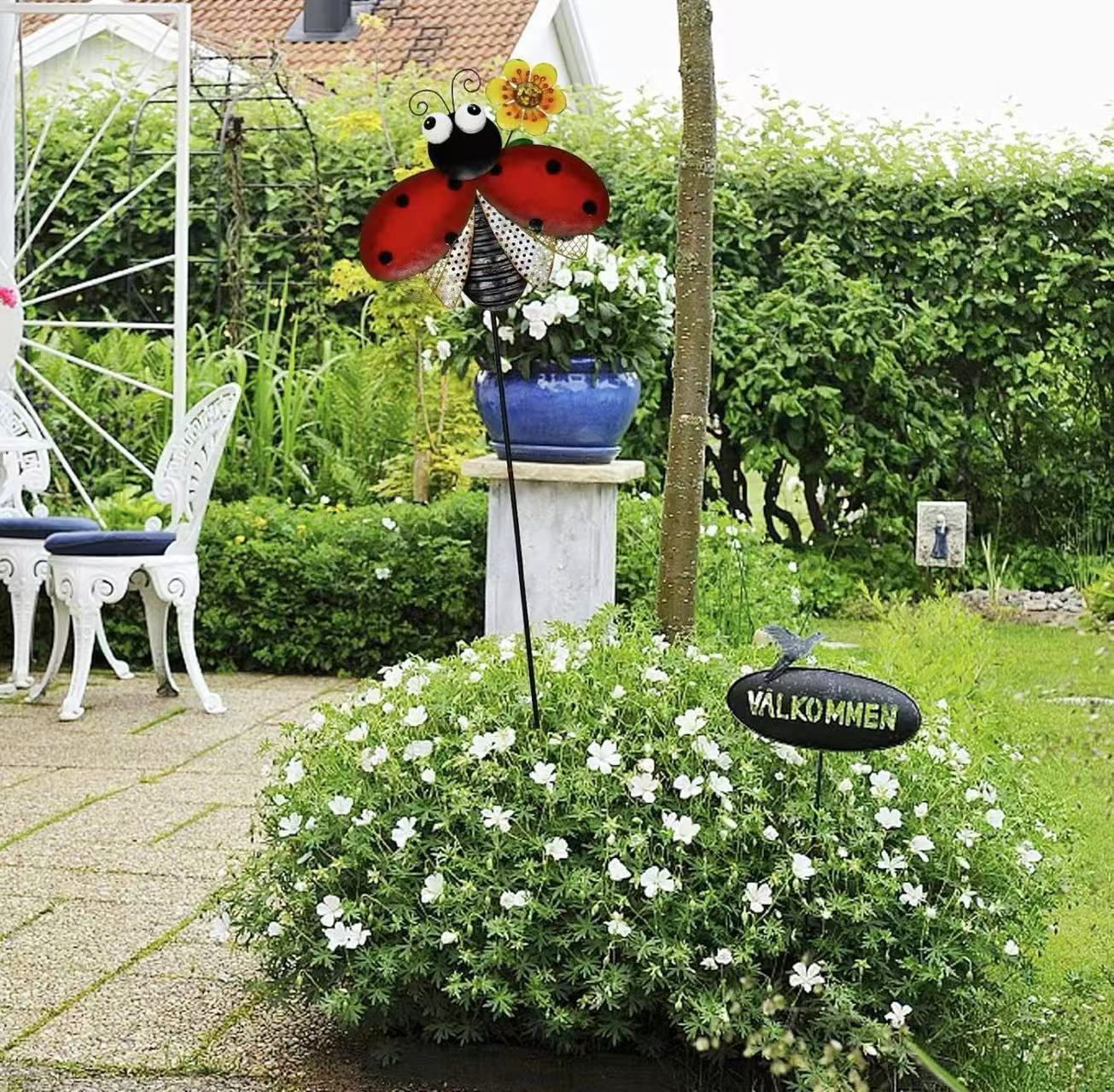 Ladybug Metal Garden Stake – Outdoor Yard Decor