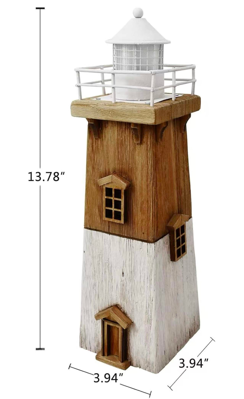 Wooden LED Lighthouse Decor, Nautical Theme Beach Ornament, Rustic Tabletop Decoration