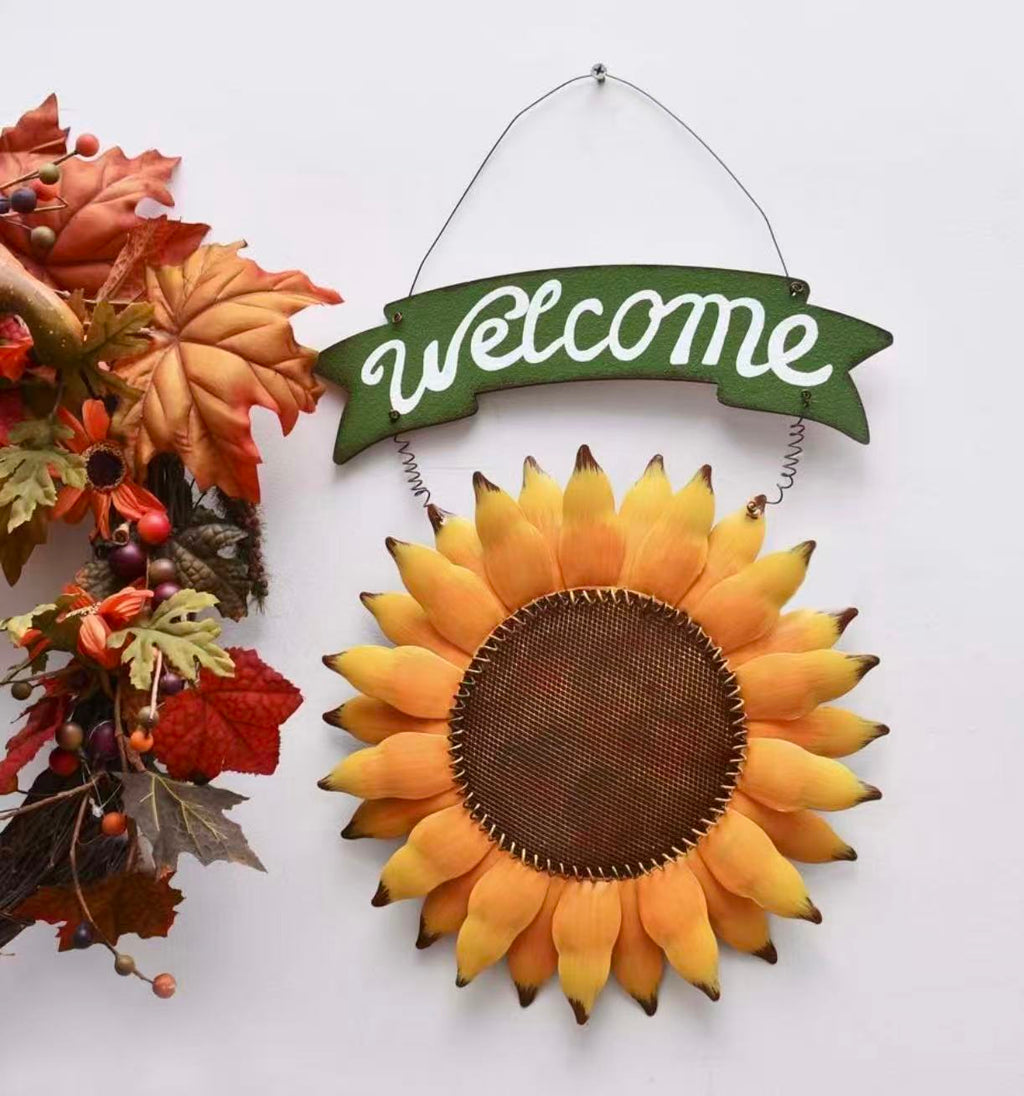 Sunflower Welcome Sign: Garden-themed metal sign, perfect for front door or wall decor. Durable & Charming: Adds a warm, welcoming touch to your home and garden.